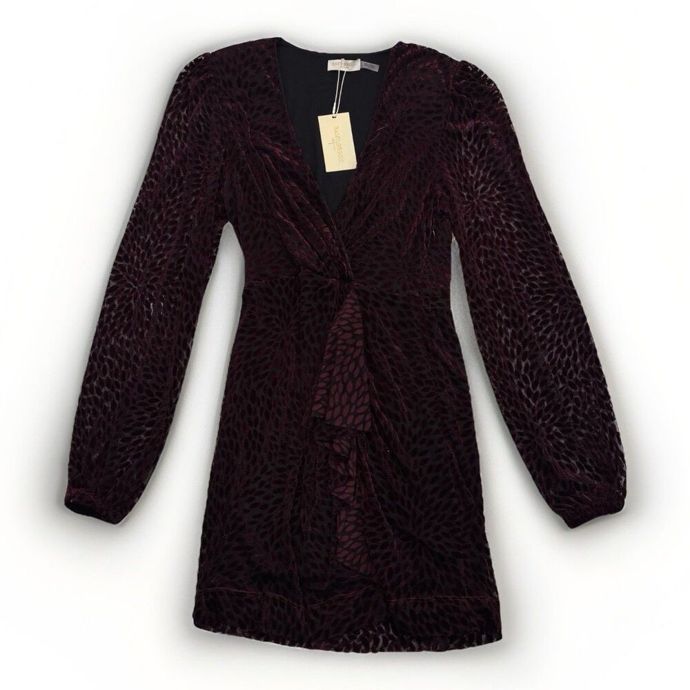 Ramy Brook Dress Size Small Aman Mini Dress Burnout Velvet Burgundy NWT